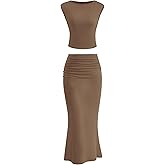 PRETTYGARDEN Skirt Sets Women 2 Piece Outfits Summer Outfits 2026 Going Out Crop Tops Long Maxi Skirts Beach Vacation Clothes