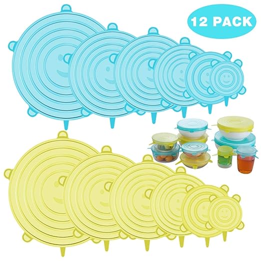 Newdora Tapas de Silicona Elásticas, 12 Tapas Silicona Ajustables ...