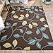 Area Rug 5x7 Brown Floral Kitchen Rugs and mats | Rubber Backed Non Skid Rug Living Room Bathroom Nursery Home Decor Under Door Entryway Floor Non Slip Washable | Made in Europe