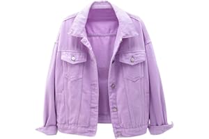 Locachy Women's Casual Denim Jacket Solid Color Basic Long Sleeve Jean Jacket Coat