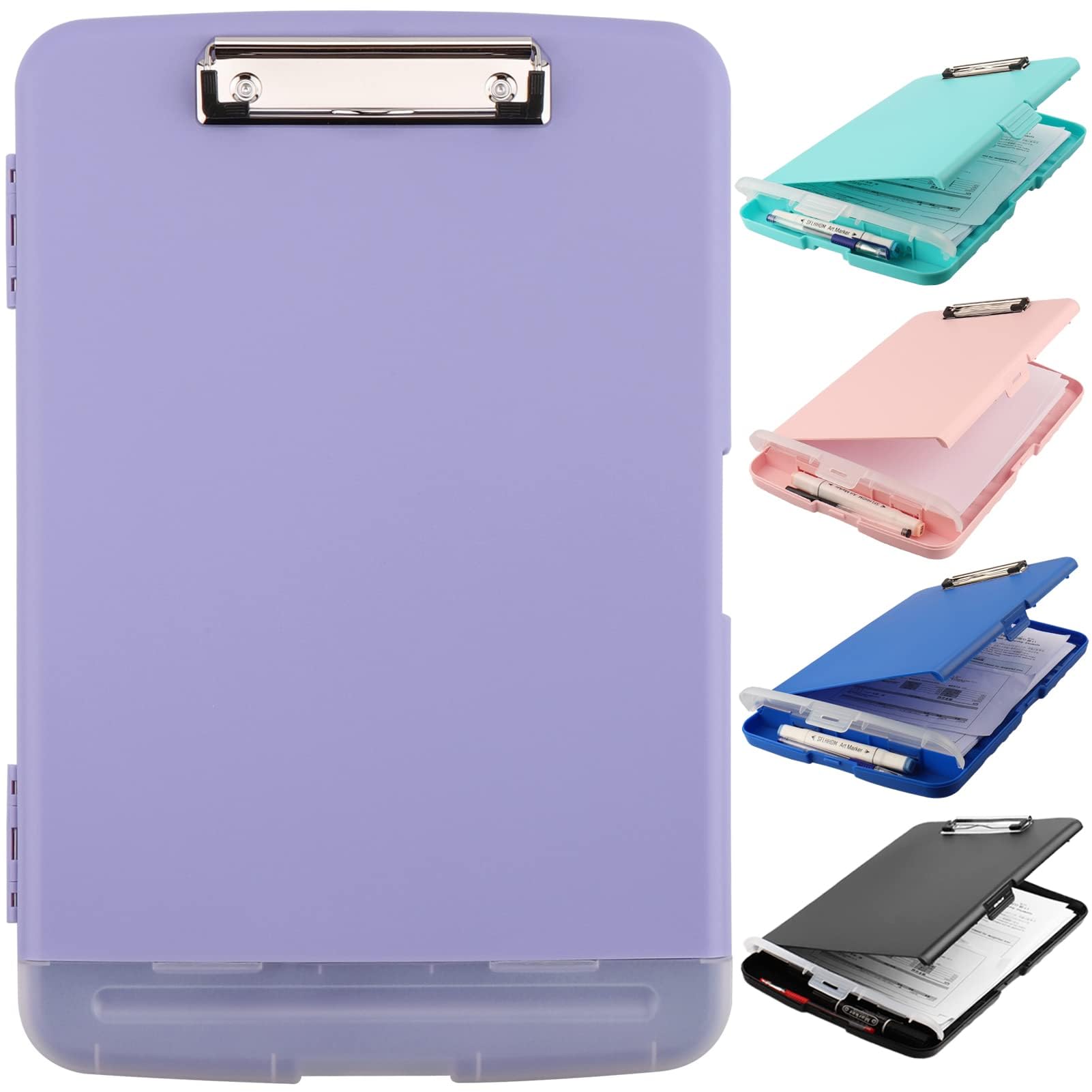 Photo 1 of Clipboard with Storage,A4 Nursing Clipboards with Pen Holder,Heavy Duty Storage Clipboard with Low Profile Clip, Clipboards Folder Side-Opening Clip Boards,Smooth Writing Clip Board (Light Purple)