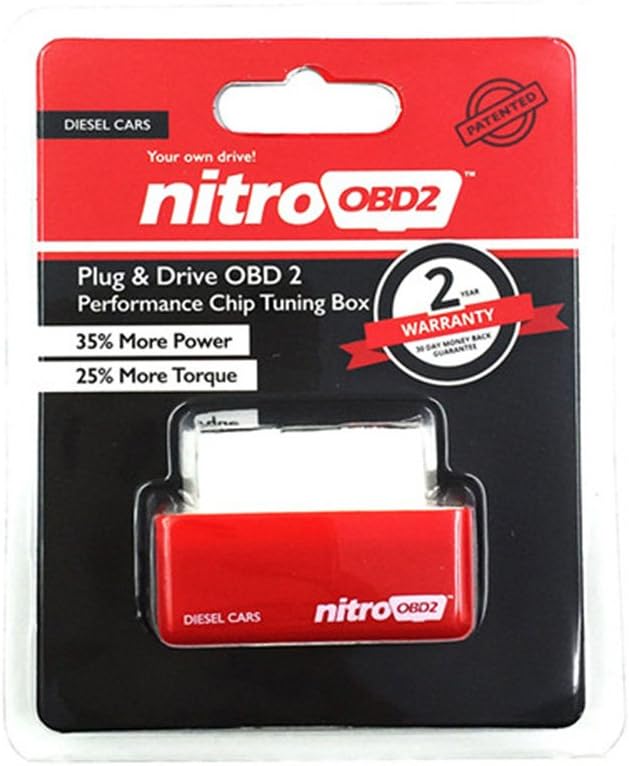 LHZTECH Plug and Drive NitroOBD2 Performance Chip Tuning Box for Diesel Cars Diagnostic Tool (Red)