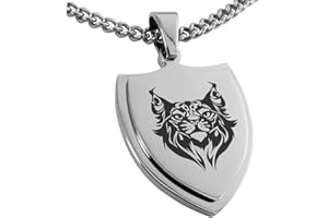 Tioneer Stainless Steel Tribal Lynx Shield Pendant Necklace