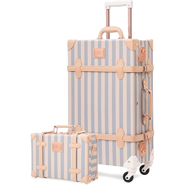 Juego De Equipaje Vintage, Maleta Giratoria Rígida Y Maletín De Mano Con Cerradura De Combinación, Baúl Grande De 20 Pulgadas, Funda De Tren Pequeña De 12 Pulgadas, Estuche De Cosméticos De