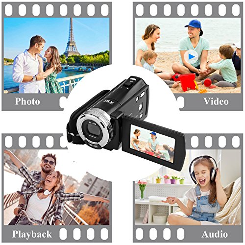 KINGEAR KG005 Mini DV C8 16MP High Definition Digital Video Camcorder DVR 2.7'' TFT LCD 16x Zoom Hd Video Recorder Camera 1280 x 720p Digital Video Camcorder(Black)
