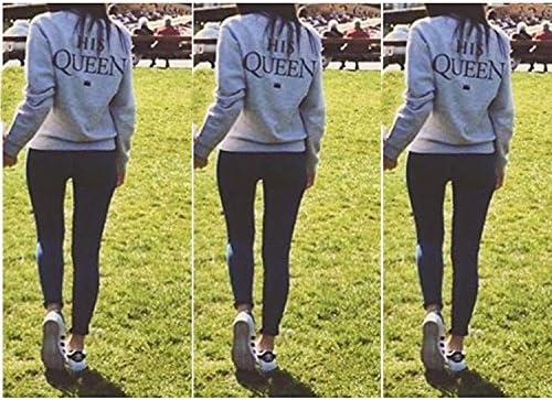 Ezfun The King and His Queen Grey Couple T-Shirt Round Neck Loose Couple Shirt