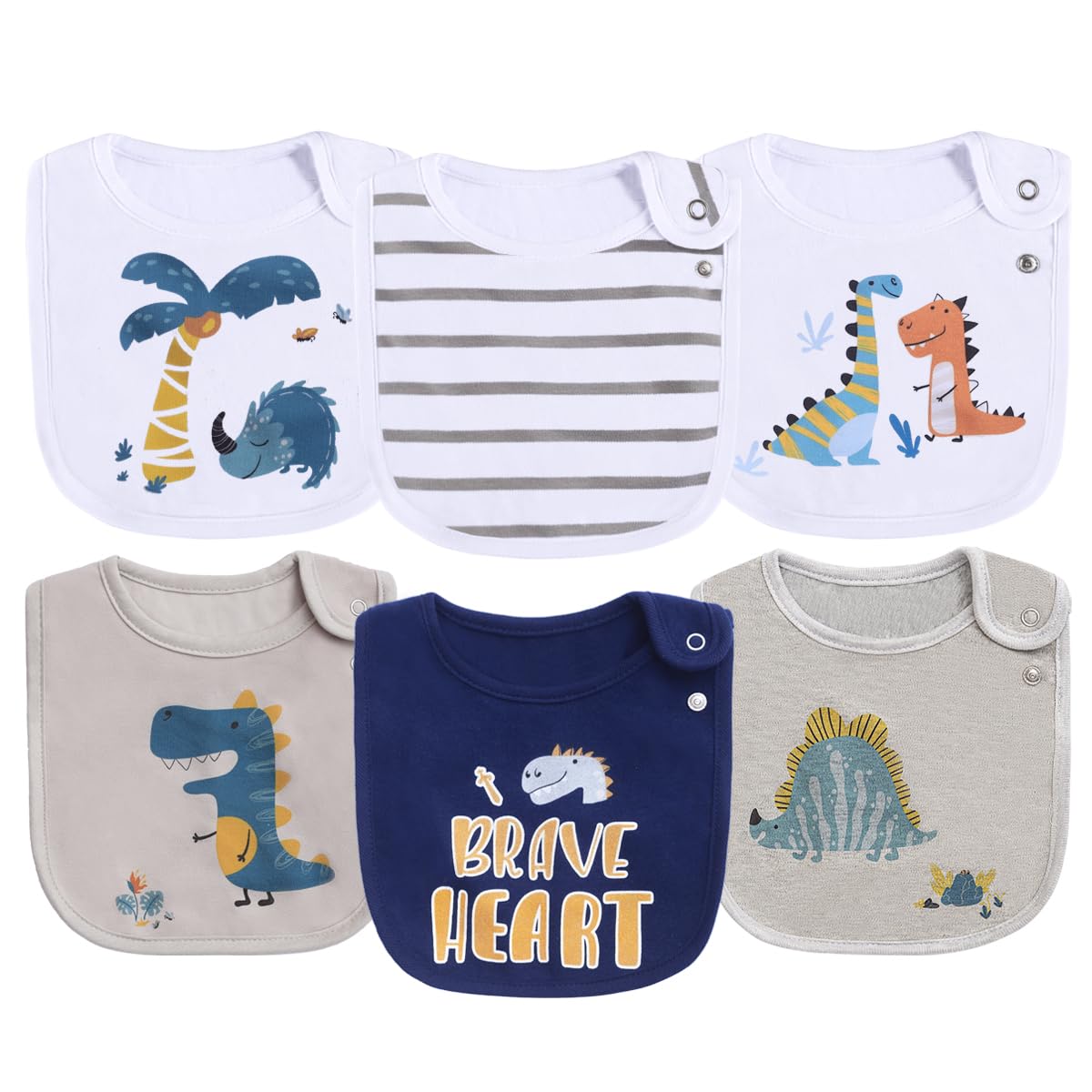 Maiwamita 6 Pack Waterproof Cotton Baby Bibs for Girls Boys for Drooling Eating with Snaps (multi9)