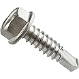 #14 x 3/4" Hex Washer Head Self Drilling Sheet Metal Tek Screws Qty 50, 410 Stainless Steel, Self Driller Number 14 Size x 3/4" Length by Fastenere