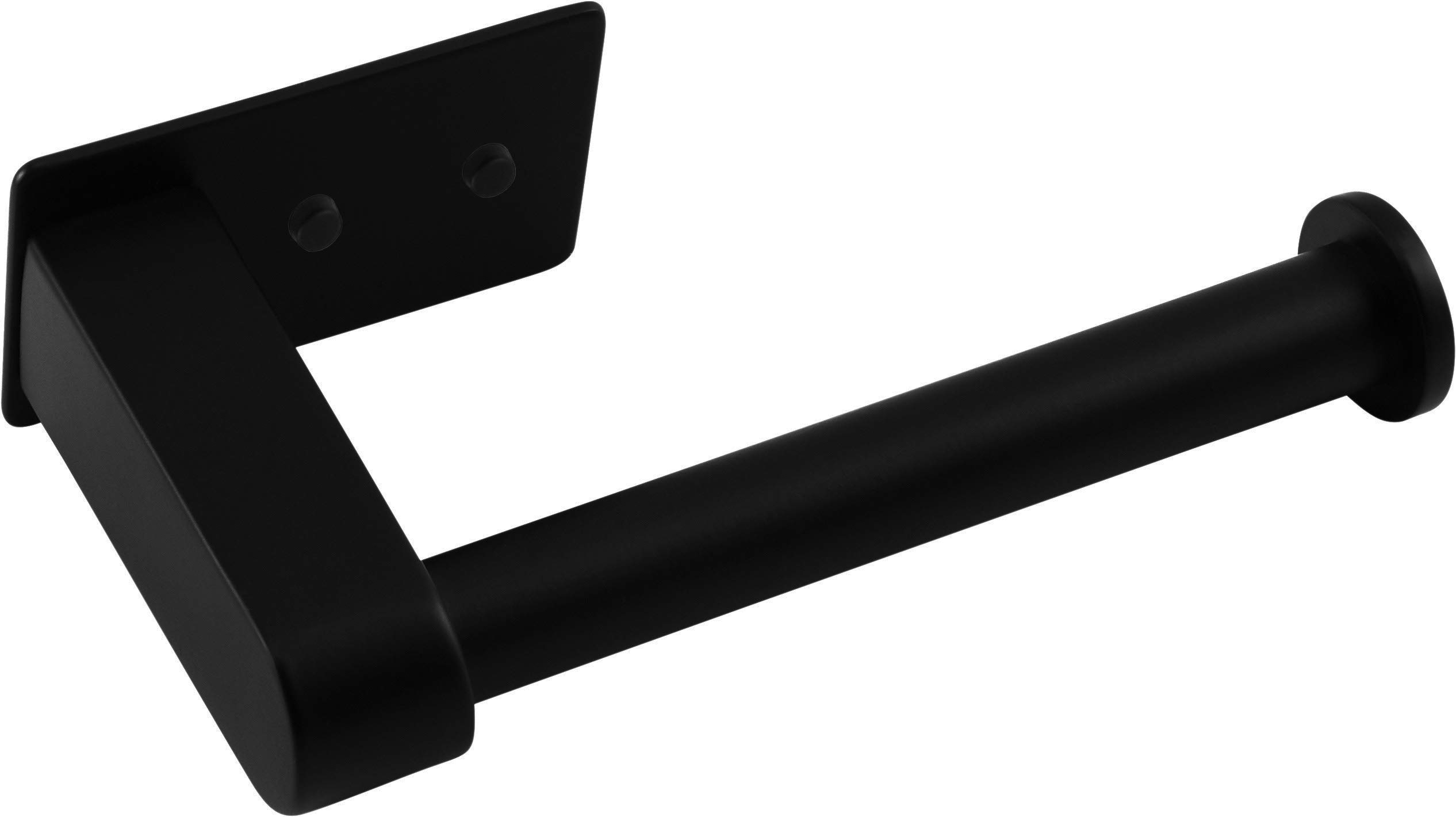 Cornat T364206 Toilet Paper Holder 2 Different Mounting Options with Adhesive Pad and Drilling Open Design Matte Black Steel