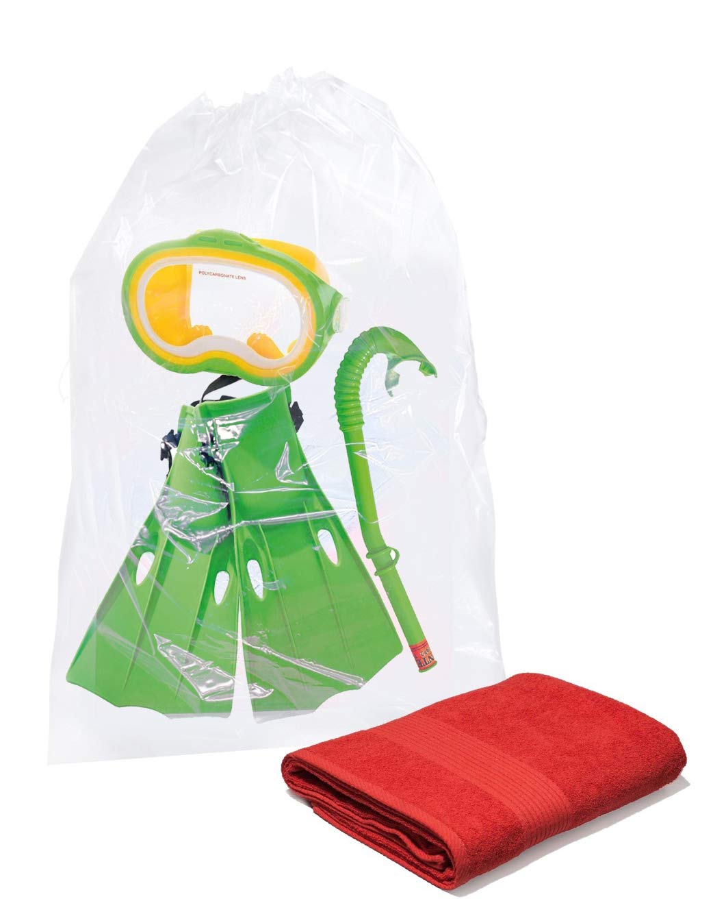 APQ Pack of 100 Large Clear Drawstring Bags 18 x 24. Clear