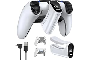 [LED Display] YUANHOT 7400mWh Rechargeable Battery Pack for PS5 and PS5 Edge Controller, Battery Extender for PlayStation 5 and PlayStation Elite Controller, Play and Charge Kit for ps5 Accessories