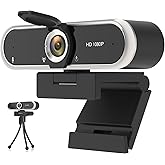 NIVEOLI Webcam 1080P with Microphone & Privacy Cover for PC/Laptop, USB Computer Camera Plug & Play with Auto Light Correction for Video Calls, Live Streaming Gaming & Online Meetings