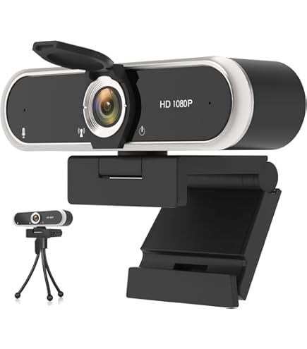 ToLuLu Webcam met ringlichtmicrofoon - streaming webcamera, 1080P Full HD Pro Camera PC Mac Laptop Desktop, USB Computer Webcam w/Privacy Cover & Statief Zoom Meeting Skype-teams Twitch