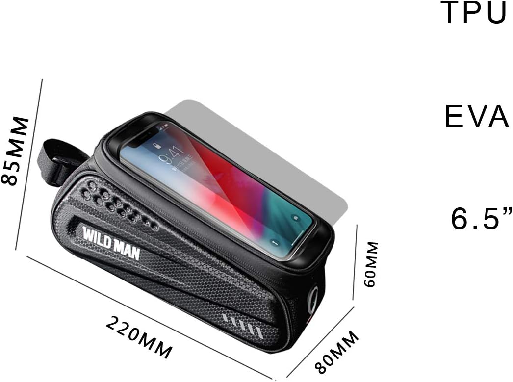 Bike Front Frame Bags Cycling Waterproof Front Frame Top Tube Phone Case with Sensitive Touch Screen (Black) : Sports & Outdoors