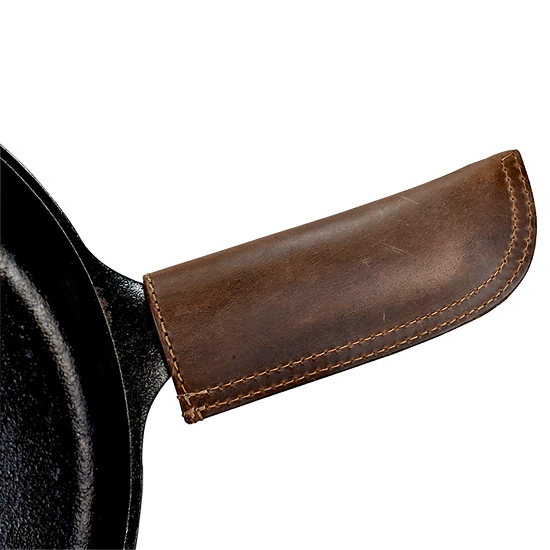 Rustic Leather Hot Handle/Panhandle Potholder Double Layered/Stitched