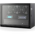 Automatic Watch Winder with 6 Storage Slots, LED Light and Automatic Motor-Stop Option