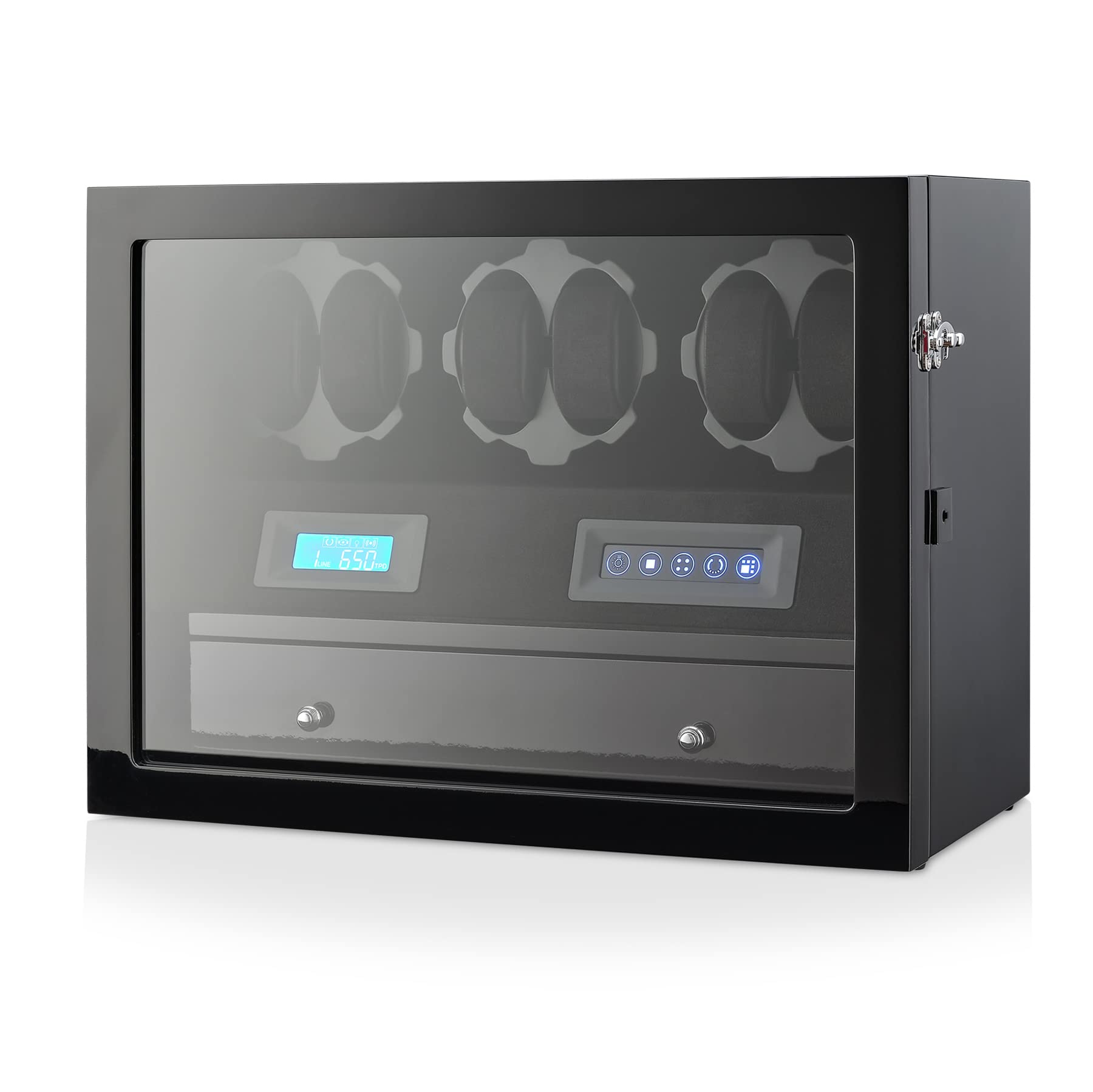 Automatic Watch Winder with 6 Storage Slots, LED Light and Automatic Motor-Stop Option