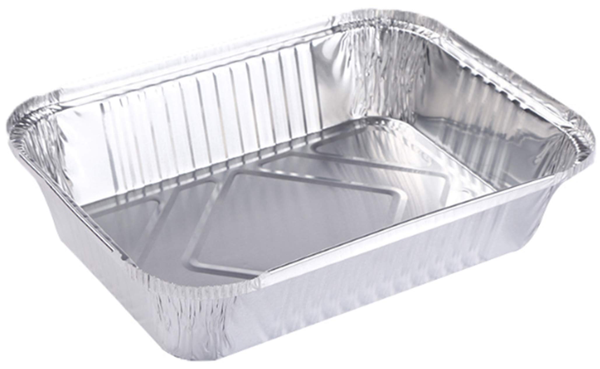 HorBous Aluminium Foil Trays with Lids (20x22x5.4cm, 1000ml), Modern Style, Baking Pan, 20 Pcs, Silver