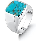 Solid 925 Sterling Silver Cushion Shape Gemstone Men Signet Ring, Beautiful Handcrafted Christmas Gift for Fathers, Son, Boyfriend, Friend