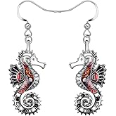 LONYOO Enamel Alloy Cute Seahorse Earrings Dangle Fun Beach Earrings for Women Summer Jewelry Gifts