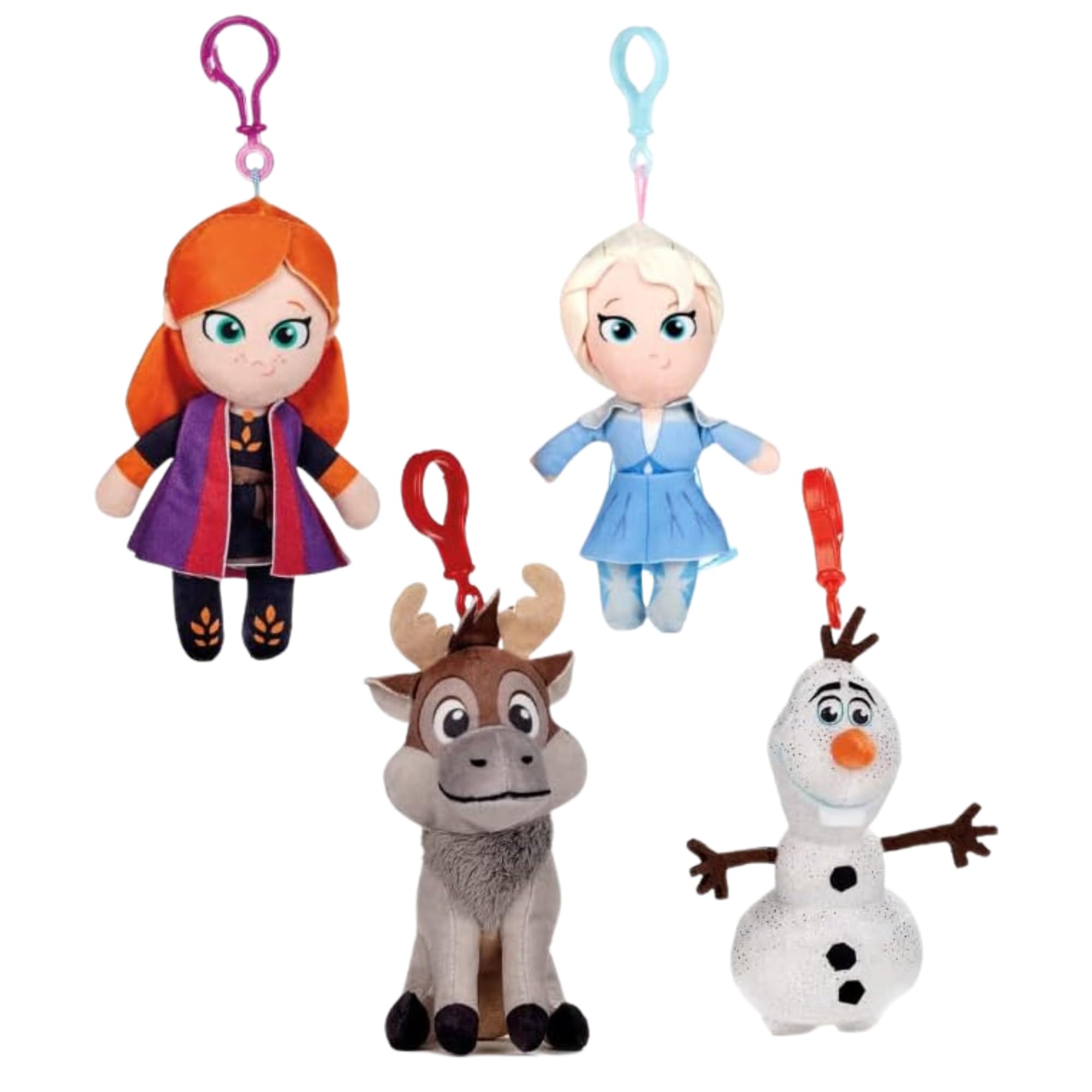 Frozen 2 Gift-Quality Soft Plush Toy Keyclip 5-Inch Pack of 4 - Sven, Olaf, Elsa, and Anna