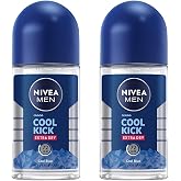 NIVEA Men Cool Kick Roll-On Deodorant 50ml &ndash; Refreshing Cool Formula with Masculine Scent, Skin Comfort, Quick Dry, Long-Lasting Freshness, 2 Pack