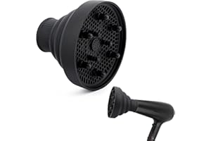 VELARIONNA Travel Hair Dryer Diffuser Foldable Hair Dryer Diffuser Profession Blow Dryers Diffusers Attachment for Nozzle 1.57 inches to 1.96 inches(COLOR:black)