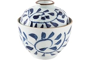 BESTonZON Small Ceramics Stew Pot with Lid, Japanese Steamed Egg Pot Ceramic, Japanese Steaming Bowl Egg Print Clay Pot Mini 
