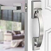 Floresita Front Door Handle Satin Nickel Adjustable, Heavy 12.7in Exterior Entry Knob, Silver, Reversible