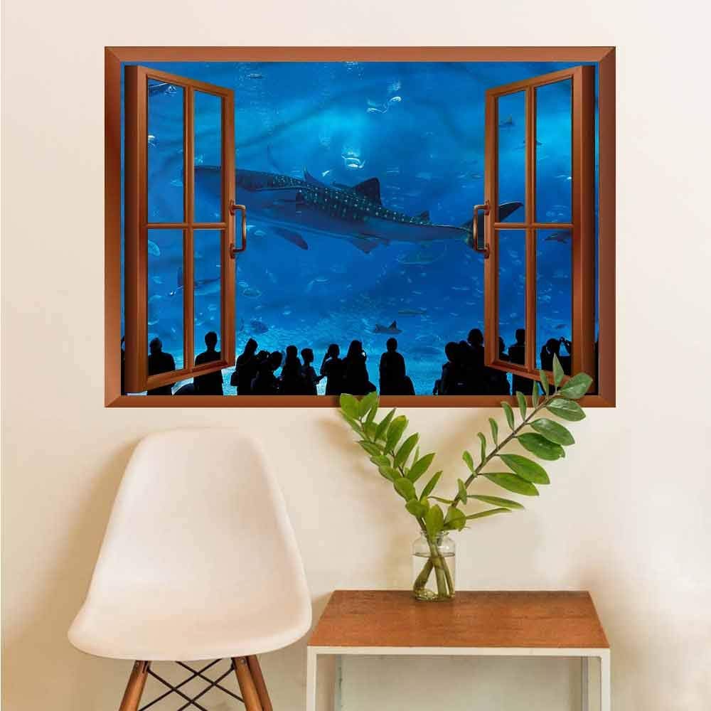 Shark Decorative Films Glass Window Aquarium Park and People Stickers W12xL18 INCH