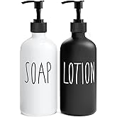 MOMEEMO Soap Dispenser Bathroom Set, Contains Hand and Lotion Dispenser, Suitable for Black and White Bathroom Decor. (Black & White)