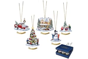 Thomas Kinkade Merriest of Holiday Moments Christmas Ornaments Set of 5