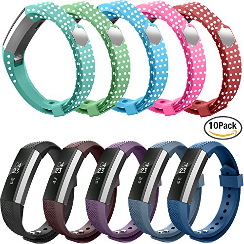 Fitbit Alta HR and Alta Bands, Greeninsync(TM) Replacement Accessories Large Bands for Fitbit Alta HR and Alta Wirstbands with Metal Clasp and Ultrathin Fastener for Men Women - 10pack