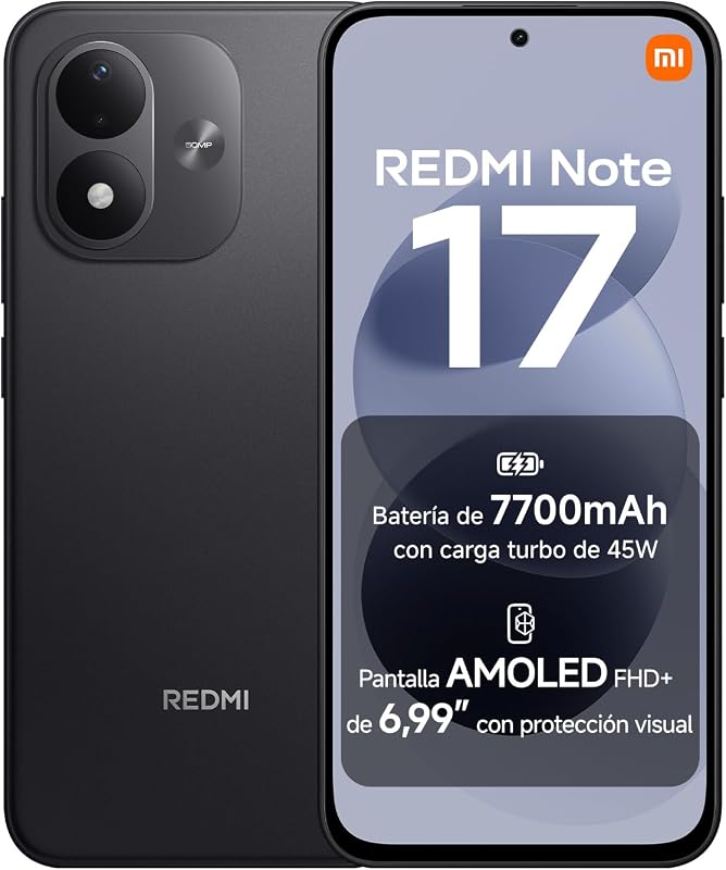 REDMI Note 17, Smartphone 4+128GB, Negro, batería de 7700mAh
