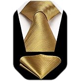 HISDERN Mens Ties Striped Ties for Men Formal Tie and Pocket Square Set Necktie for Wedding Business Graduation