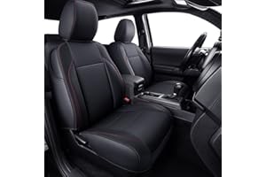 LUCKYMAN CLUB Tacoma Custom Fit Seat Covers for 2016-2023 Tacoma Crew Cab with Faux Leather (Black & Red)