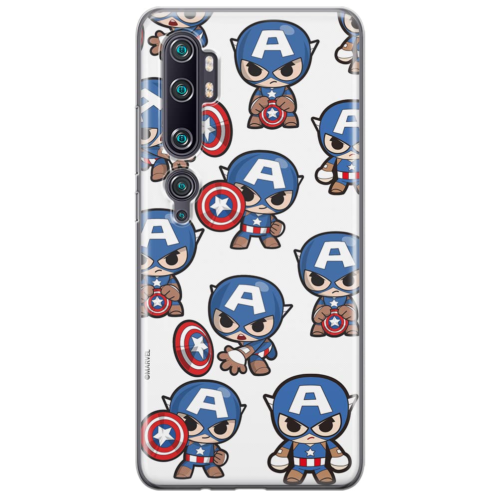 ERT GROUP mobile phone case for Xiaomi MI NOTE 10 / MI NOTE 10 PRO original and officially Licensed Marvel pattern Captain America 029 adapted to the shape of the mobile phone, case made of TPU