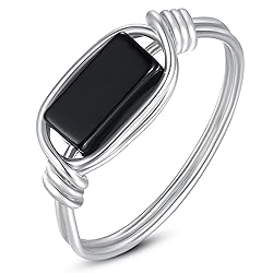 Fiklon Black Onyx Rings Crystal Rings for Women