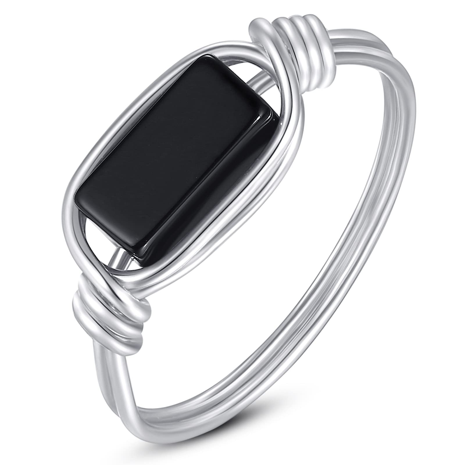Fiklon Black Onyx Rings Crystal Rings for Women