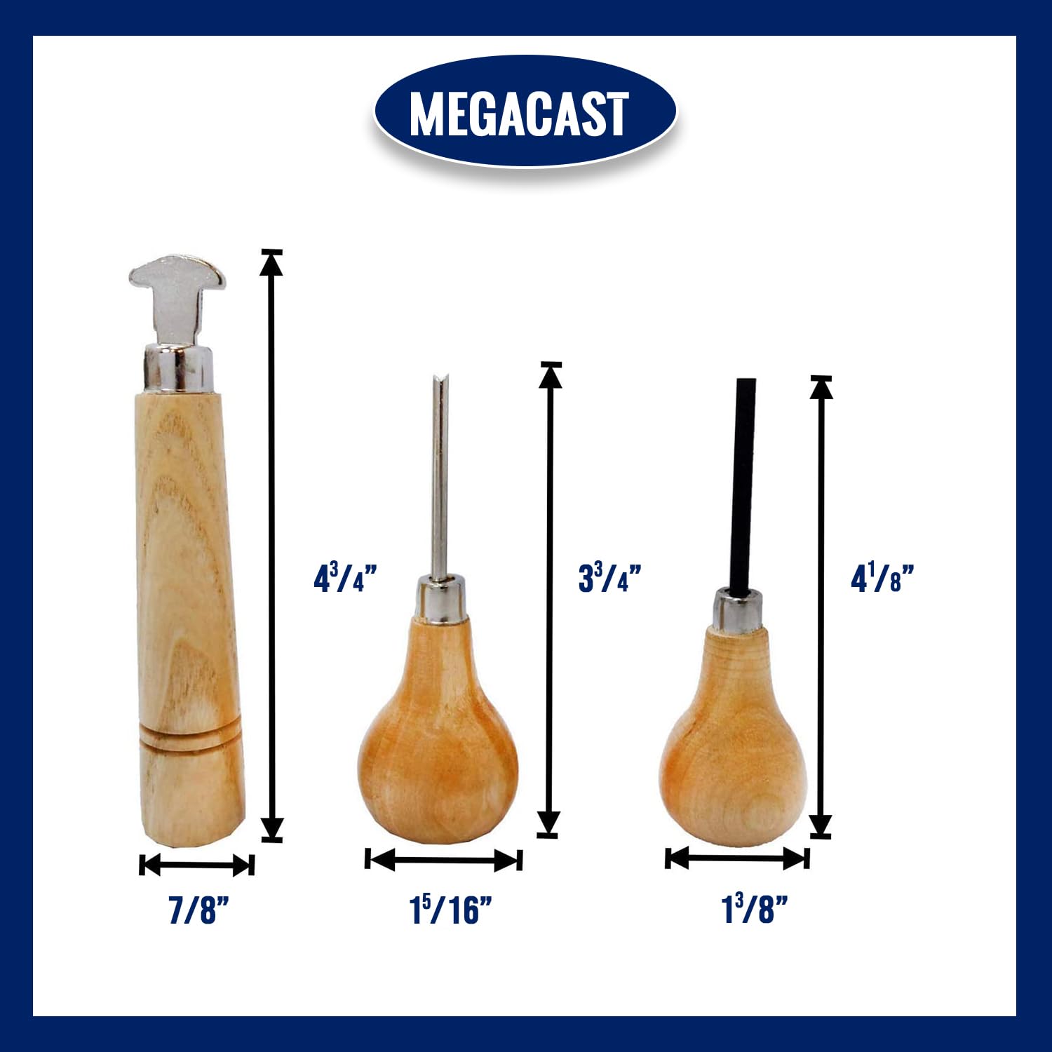 Megacast Stone Setting Tools, Jewelry Stone Prong Pusher, Bezel Pusher & Roller Set of 3