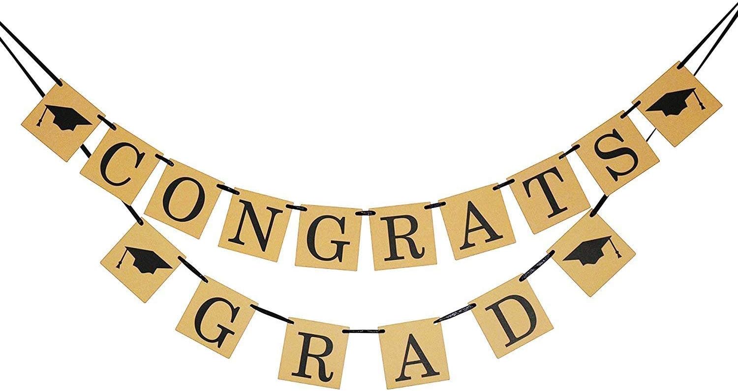 Losuya Congrats Grad Banner Bunting Graduation Party Decorations Supplies for Grad Party