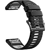 Quickfit 26mm Watch Bands for Garmin Fenix 8 51mm/7X/6X/5X, Sports Silicone Bands Compatible with Garmin Fenix 8 Pro 51mm/7X Pro/6X Pro/5X Plus/3/3HR/Descent MK1/MK2i Smartwatches