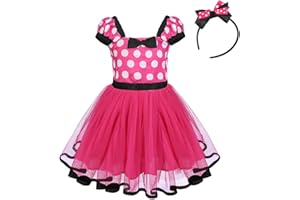 IBTOM CASTLE Girls' Polka Dots Princess Party Cosplay Pageant Fancy Costume Tutu Birthday Dress up+Ears Headband