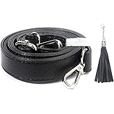 BEAULEGAN Purse Strap Replacement - Full Grain Microfiber Leather - 59 Inch Long Adjustable for Crossbody Shoulder Bag - 0.5 Inch Wide, Black/Silver