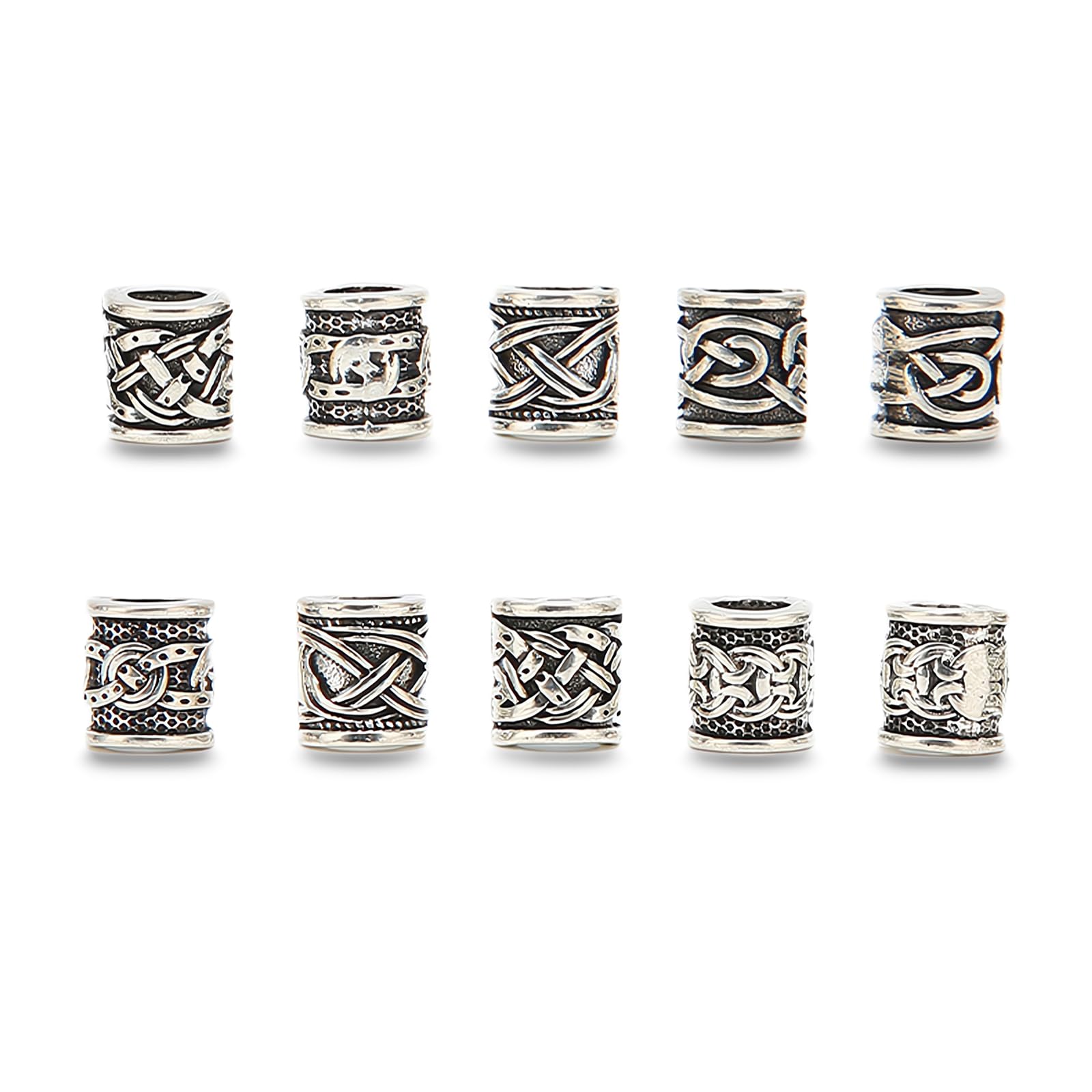 Dioche 10Pcs Viking Beard Beads Dreadlock Tube Beads Pendant Hair Accessories Hair Braiding Tool Fashion Exquisite Home DIY Men Friends Hairdressing Salon