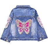 Peacolate 3-10Years Little Big Girls Embroider Butterfly Denim Jacket