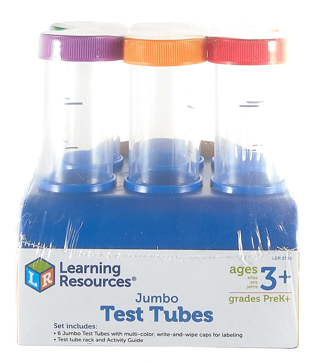 Learning Resources Primary Science Jumbo Test Tubes with Stand, Set of 6 Tubes, Ages 3+