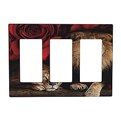 Red Rose And Lion Flower Animals Triple Rocker Wall