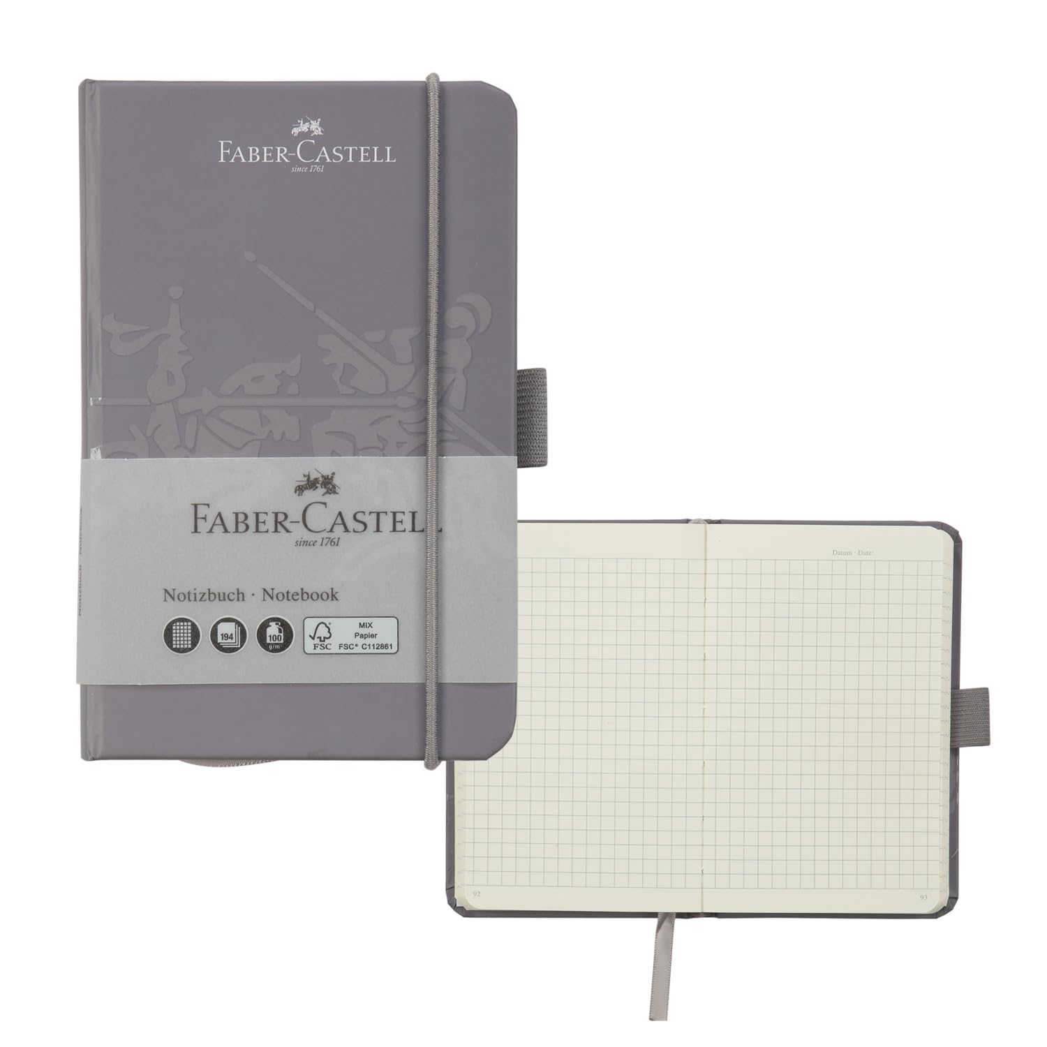 Faber-Castell 27827 Notebook DIN A6 90 x 140 mm Paper Quality 100 g/m² FSC Mix Dapple Grey Pack of 1