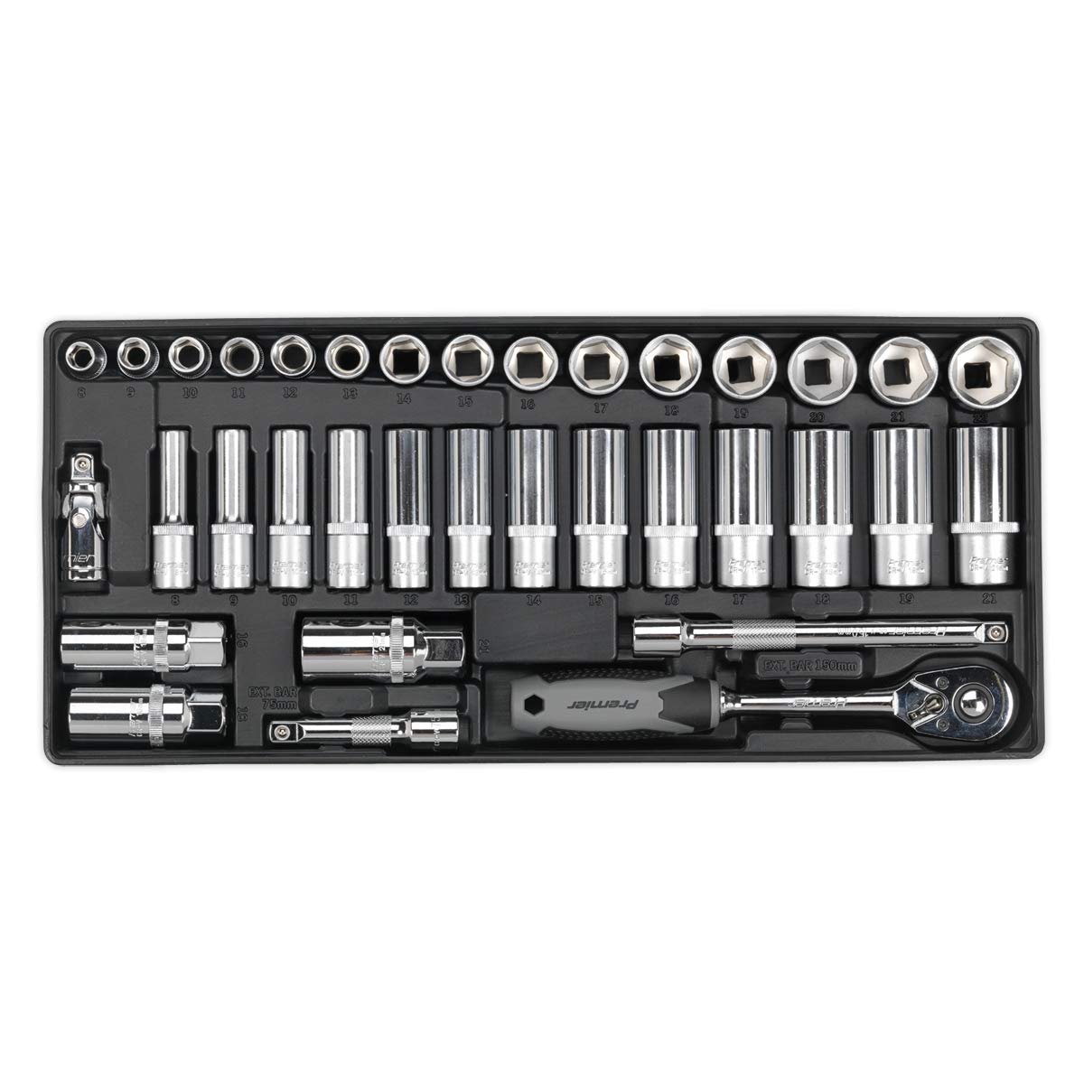 Sealey Tbt34 Tool Tray with Socket Set 35Pc 3/8Sq Drive